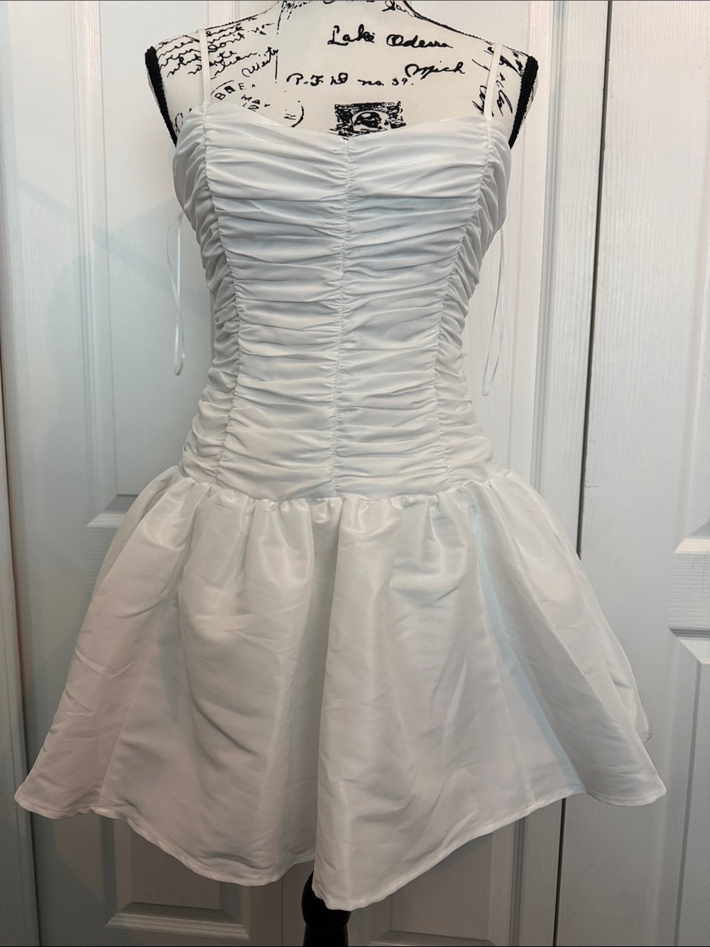 Altar'd State White Ruched Strapless Mini Dress